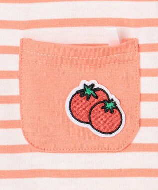 ANY KIDS 【ke ke ke】GOOD MORNING 長袖ボーダーＴシャツ コーラルピンク×ホワイトボーダー