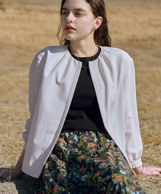 J.PRESS LADIES L 【人気素材・季節の変わり目に】BREEZE COOL トロ ノーカラー ブルゾン グレー系