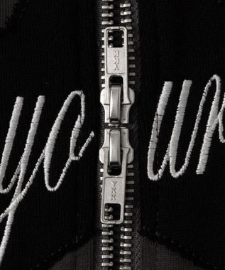 WEGO スターロゴ半袖ジップパーカー ダークグレー