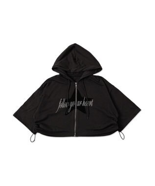 WEGO スターロゴ半袖ジップパーカー ダークグレー