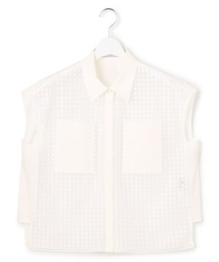 ICB L 【WEB＆一部店舗限定】 SustainableSquareLace フレンチスリーブシャツ