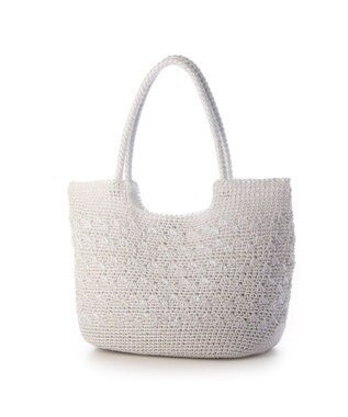 UNBILLION カシュカシュ cachecache / メタリックコード柄編みトートバッグ ホワイト