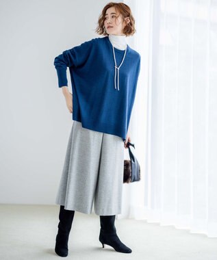 23区 【WEB限定カラーあり/洗える】ウーステッドウール ビッグシルエット ニット ダルブルー系