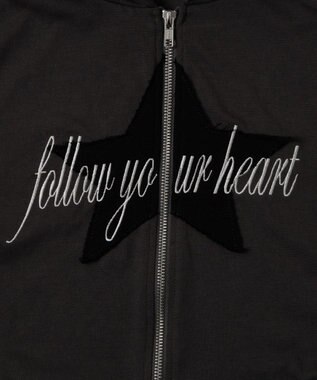 WEGO スターロゴ半袖ジップパーカー ダークグレー