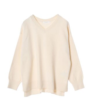 Green Parks もちやわ　Ｖネック前後差プルオーバー Ivory