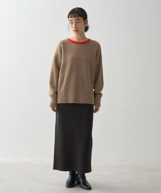 AMERICAN HOLIC 配色ニットポコポコプルオーバー Mocha