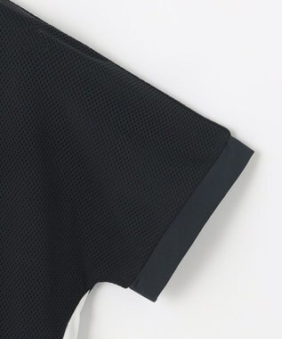 PW CIRCULUS 【WOMEN】【2SET/吸汗速乾/消臭/ストレッチ】ドルマンスリーブメッシュ シャツ + モックネックインナー ブラック系