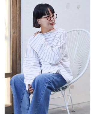 AMERICAN HOLIC ＯＥ天竺ボーダーＢＩＧプルオーバー Pink