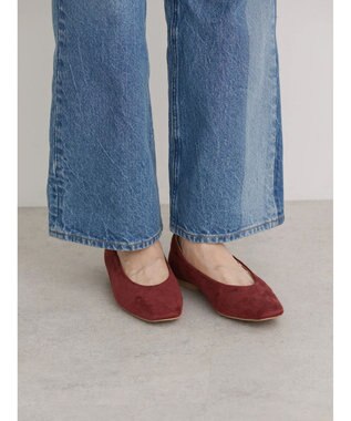 AMERICAN HOLIC 【整履き】スクエアトゥスェードフラットシューズ Red