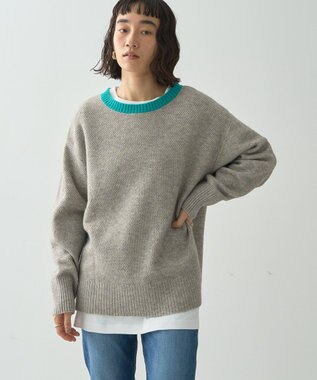 AMERICAN HOLIC 配色ニットポコポコプルオーバー Gray Mixture