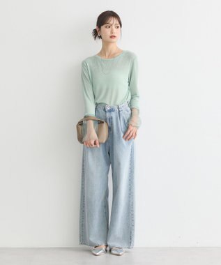 earth music&ecology シアースリーブプルオーバー Light Green