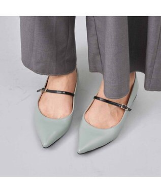 MODE ET JACOMO <carino>【レイン対応】配色ベルトメリージェーン グレー