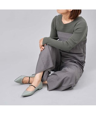 MODE ET JACOMO <carino>【レイン対応】配色ベルトメリージェーン グレー