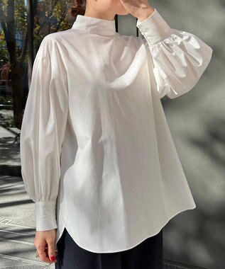 UNFILO L ハイネックブラウス ホワイト