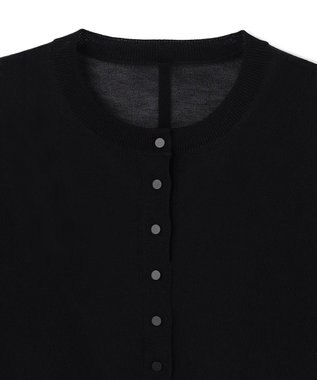 BEIGE， MOISE / シアーニット　5分袖カーディガン Black × Ecru