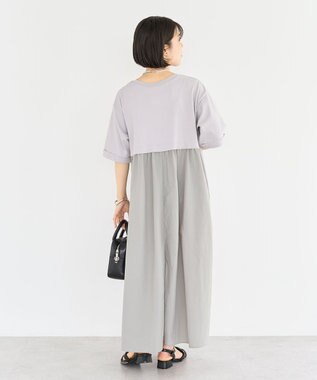 Green Parks ナイロンドッキングロゴワンピース Gray