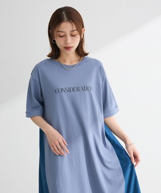 Green Parks ナイロンドッキングロゴワンピース Blue