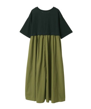 Green Parks ナイロンドッキングロゴワンピース Black