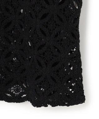 UNFILO L 【2点セット】ラッセルレース キャミレイヤード Tシャツ ブラック