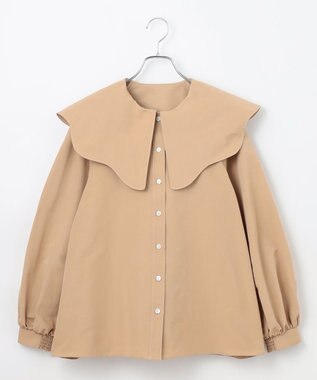 #Newans 【洗濯機可能/シワになりにくい】〈小柄さんにお勧め〉ウェービーカラーブラウス ベージュ