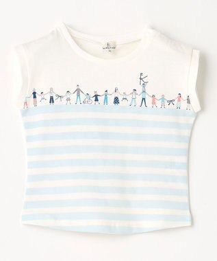 組曲 KIDS 【80-100㎝】【UVケア】グリーンバンド Tシャツ ブルー系1