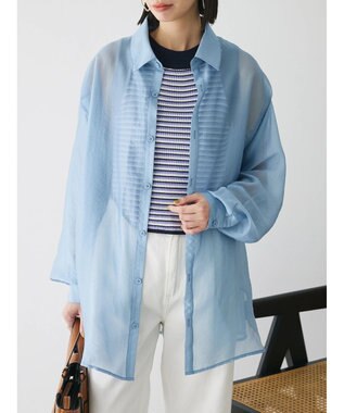 Green Parks ショルダースリット２ＷＡＹシャツ Sax