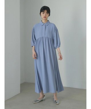 Green Parks ａ．衿付き切り替えワンピース Blue