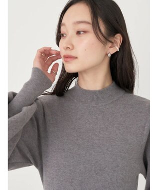 earth music&ecology 袖シアーフリルニットワンピース Gray