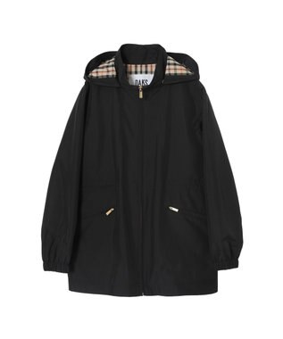 DAKS フーデッドライトタフタブルゾン ブラック