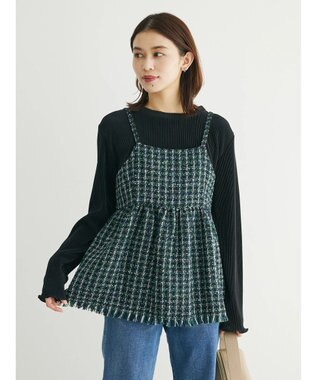 Green Parks ・ＥＬＥＮＣＡＲＥ　ＤＵＥ　ツイードバックリボンキャミ Green