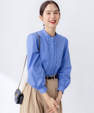 組曲 コットンタッチシャーティング ブラウス ブルー系
