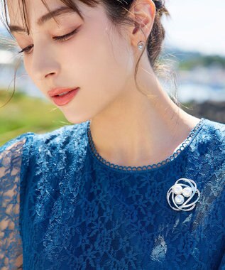 Tiaclasse 3粒パールブローチ シルバー