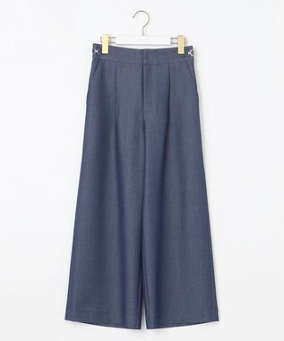 ANY SIS 【洗える】ビットポイント ワイドパンツ シャンブレー