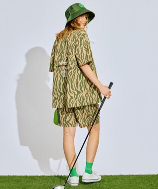 PW CIRCULUS 【MEN】ストライプカモフラ メッシュポケットショーツ ゴルフ カーキ系5