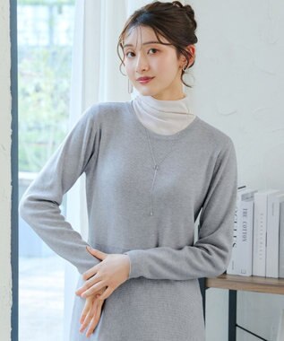 Tiaclasse 【選べる着丈・洗える】 ニットワンピース ミモレ丈：グレー