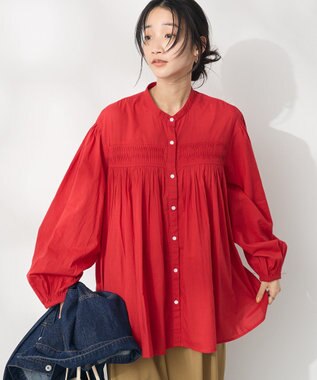 CRAFT STANDARD BOUTIQUE インド綿ピンタックブラウス Red