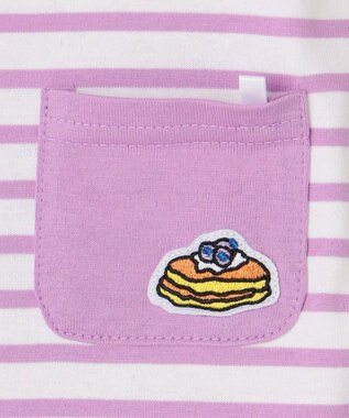 ANY KIDS 【ke ke ke】GOOD MORNING 長袖ボーダーＴシャツ パープル×ホワイトボーダー