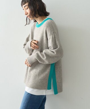 AMERICAN HOLIC 配色ニットポコポコプルオーバー Gray Mixture