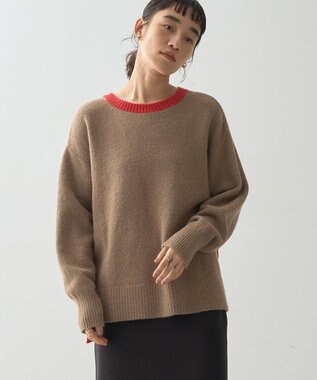 AMERICAN HOLIC 配色ニットポコポコプルオーバー Mocha