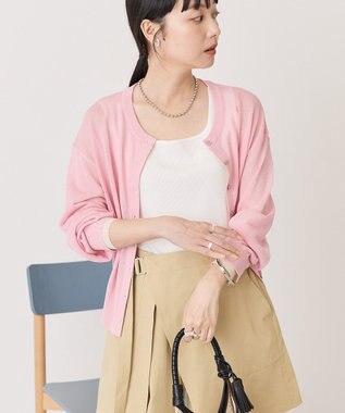 AMERICAN HOLIC シアー配色ニットカーディガン Pink