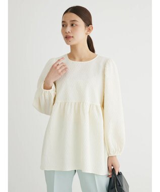 Green Parks ・ＥＬＥＮＣＡＲＥ　ＤＵＥ　フクレジャカードブラウス Ivory