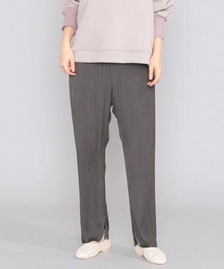 SHARE PARK LADIES 【洗える】アンティークサテンプリーツパンツ グレー系