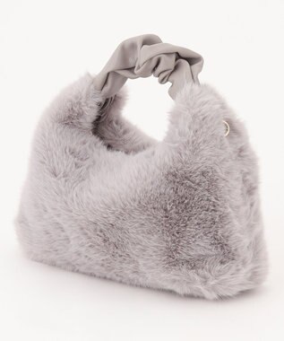 自由区 【2WAY】フェイクファーハーフムーン バッグ ライトグレー系