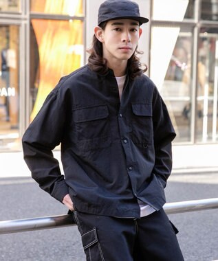 WEGO ナイロンメッシュポケットシャツ ブラック