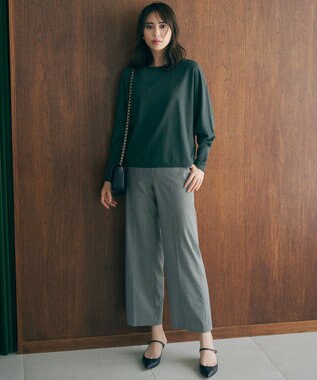 23区 【洗える/セットアップ対応】ヴィスコースストレッチ ドルマン ニット ダークグリーン系