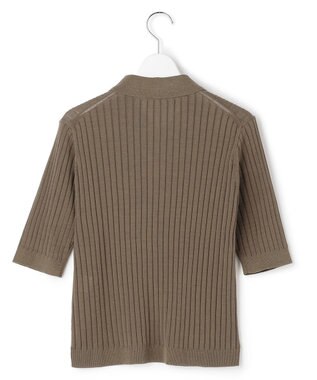 23区 【先行予約】ワイドリブ 五分袖 ポロニット ブラウン系