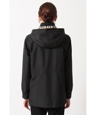 DAKS フーデッドライトタフタブルゾン ブラック