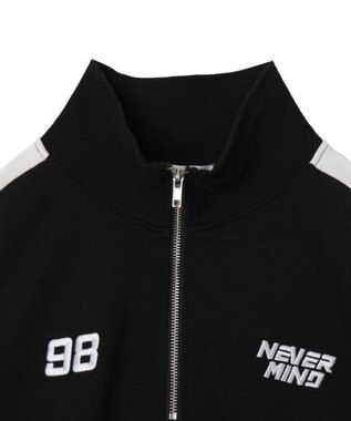 WEGO 刺繍ハーフジップショートスウェット ブラック