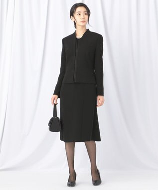 自由区 FORMAL 【洗える/縦横ストレッチ】セオプラスエス横二重ジャケット＋ワンピース ブラック系