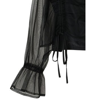 Green Parks ・ＥＬＥＮＣＡＲＥ　ＤＵＥ　チュールギャザーブラウス Black